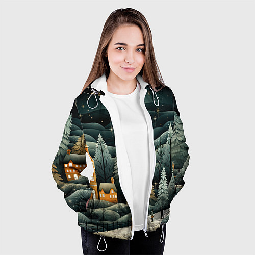 Женская куртка Зима в городе ожидание праздника / 3D-Белый – фото 3