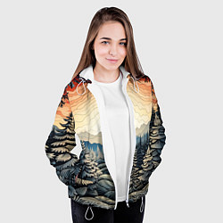 Куртка с капюшоном женская Искрящиеся снежинки в вальсе волшебства, цвет: 3D-белый — фото 2