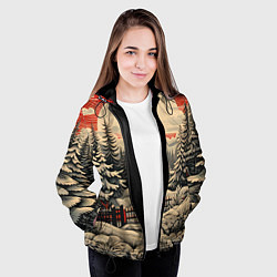 Куртка с капюшоном женская Блеск снежинок новогодний стиль, цвет: 3D-черный — фото 2