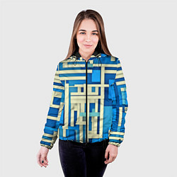 Куртка с капюшоном женская Полосы на синем фоне, цвет: 3D-черный — фото 2