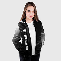 Куртка с капюшоном женская The Witcher glitch на темном фоне по-вертикали, цвет: 3D-черный — фото 2