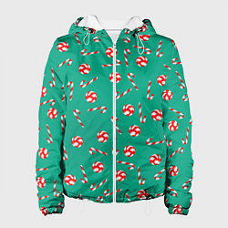 Куртка с капюшоном женская Рождественский дождь из леденцов, цвет: 3D-белый