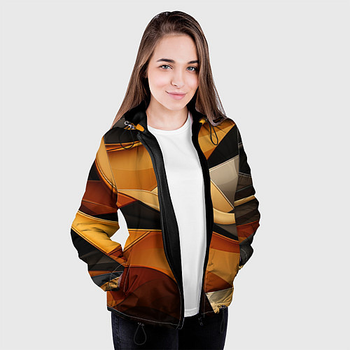 Женская куртка Желтая и черная абстракция / 3D-Черный – фото 3
