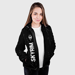 Куртка с капюшоном женская Skyrim glitch на темном фоне по-вертикали, цвет: 3D-черный — фото 2