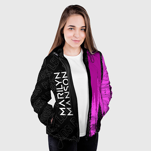 Женская куртка Marilyn Manson rock legends по-вертикали / 3D-Черный – фото 3