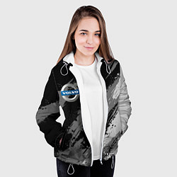 Куртка с капюшоном женская Volvo - монохромный серый, цвет: 3D-белый — фото 2