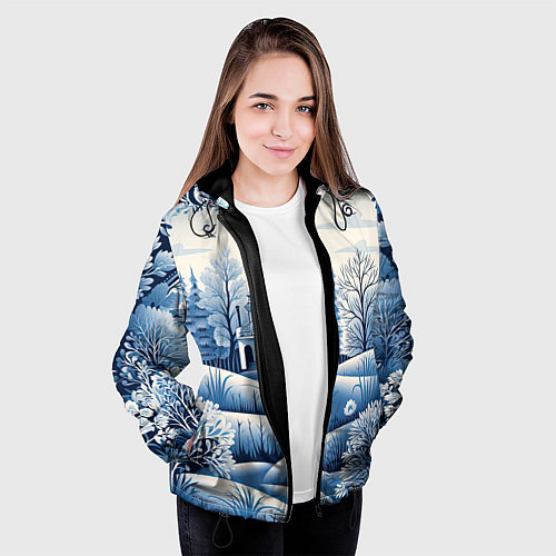 Женская куртка Пушистые завитки / 3D-Черный – фото 3