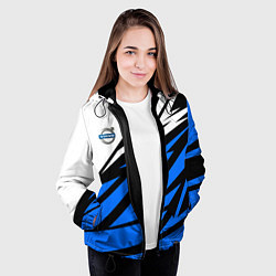 Куртка с капюшоном женская Volvo - white and blue, цвет: 3D-черный — фото 2