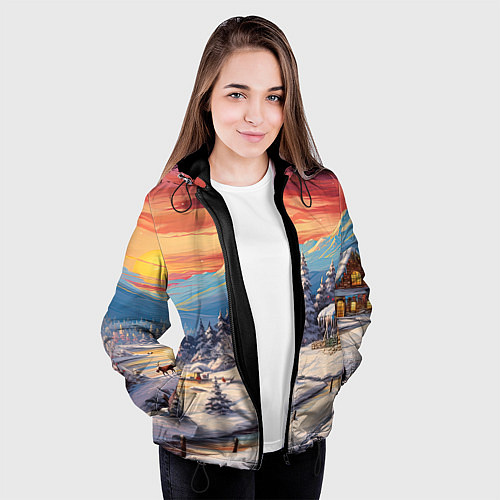 Женская куртка Северное сияние веселья / 3D-Черный – фото 3