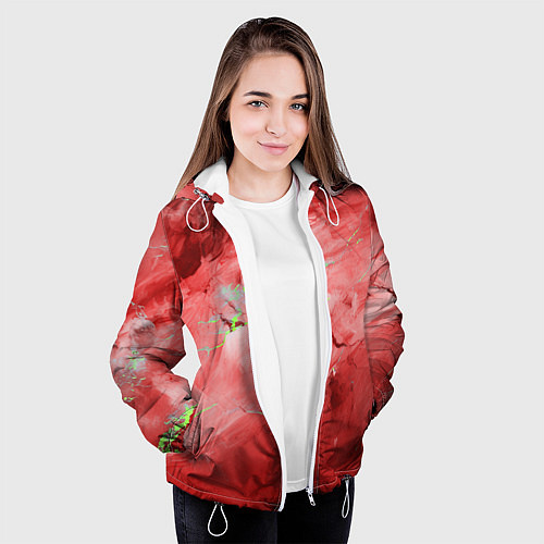 Женская куртка Красный мрамор / 3D-Белый – фото 3