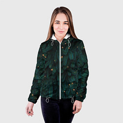 Куртка с капюшоном женская Ёлка и гирлянды, цвет: 3D-белый — фото 2