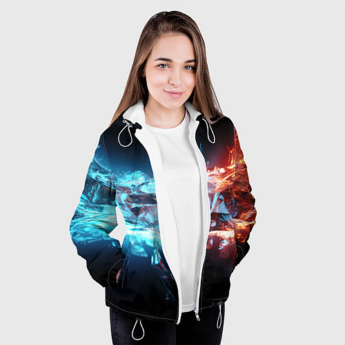 Женская куртка Лед и пламя абстракция / 3D-Белый – фото 3