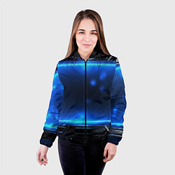 Куртка с капюшоном женская Синий неоновый экран, цвет: 3D-черный — фото 2