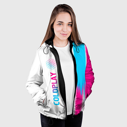 Женская куртка Coldplay neon gradient style по-вертикали / 3D-Черный – фото 3