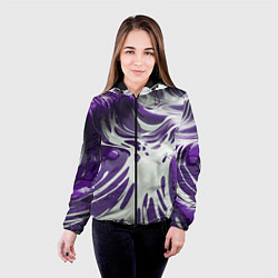 Куртка с капюшоном женская Бело-фиолетовая краска, цвет: 3D-черный — фото 2