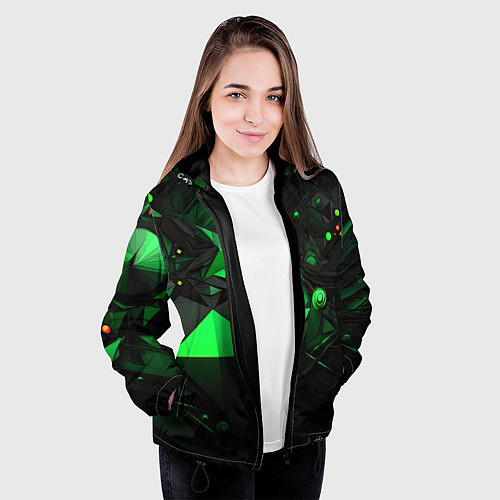 Женская куртка Абстрактный лабиринт зелени / 3D-Черный – фото 3