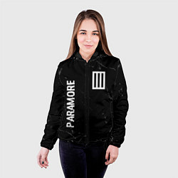 Куртка с капюшоном женская Paramore glitch на темном фоне вертикально, цвет: 3D-черный — фото 2