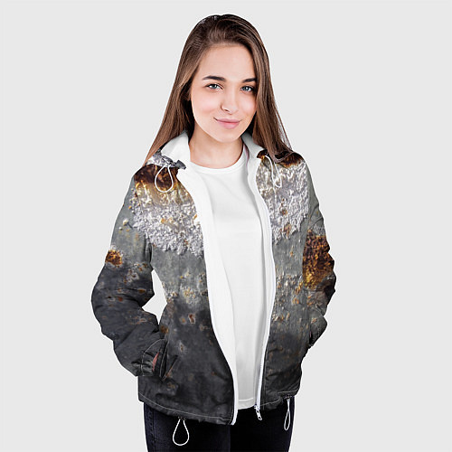 Женская куртка Коррозия металла гранж текстура / 3D-Белый – фото 3