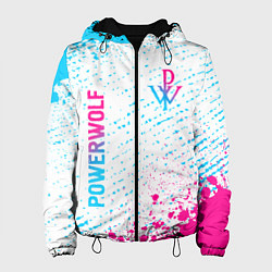 Куртка с капюшоном женская Powerwolf neon gradient style вертикально, цвет: 3D-черный