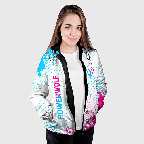 Женская куртка Powerwolf neon gradient style вертикально / 3D-Черный – фото 3
