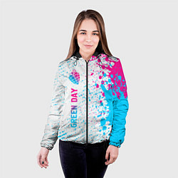 Куртка с капюшоном женская Green Day neon gradient style по-вертикали, цвет: 3D-черный — фото 2