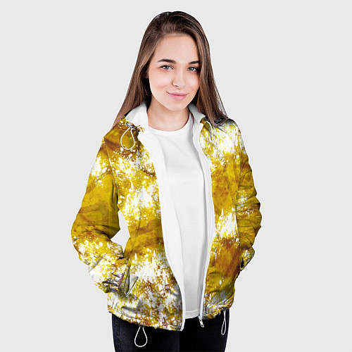 Женская куртка Желто-белая абстракция / 3D-Белый – фото 3