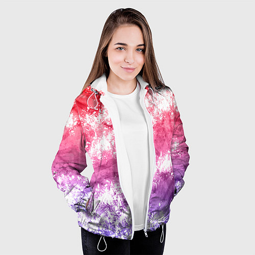 Женская куртка Сине-красная абстракция / 3D-Белый – фото 3