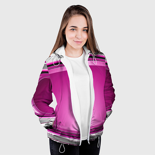 Женская куртка Розовый выпуклый фон / 3D-Белый – фото 3