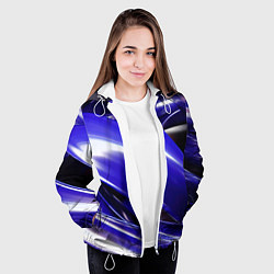 Куртка с капюшоном женская Blue black abstract, цвет: 3D-белый — фото 2