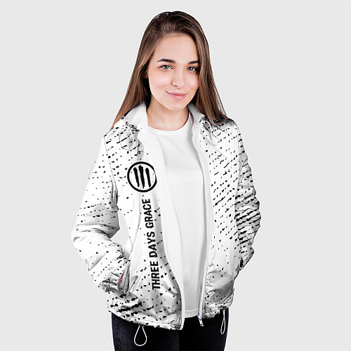Женская куртка Three Days Grace glitch на светлом фоне по-вертика / 3D-Белый – фото 3