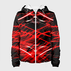 Куртка с капюшоном женская Красный лазер линии, цвет: 3D-белый
