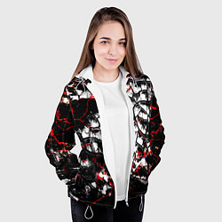 Куртка с капюшоном женская Черные разломы, цвет: 3D-белый — фото 2