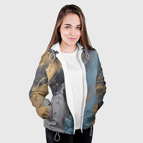 Женская куртка Мазки краски - нейросеть / 3D-Белый – фото 3