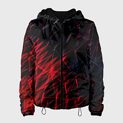 Куртка с капюшоном женская Красно чёрные узоры, цвет: 3D-черный