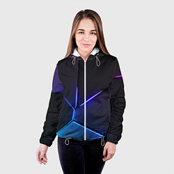 Куртка с капюшоном женская Пурпурный разлом - абстракция, цвет: 3D-белый — фото 2