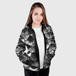Куртка с капюшоном женская Чёрно-белая сетка, цвет: 3D-черный — фото 2