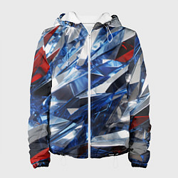 Куртка с капюшоном женская Абстрактные осколки стеклянных кристалов, цвет: 3D-белый
