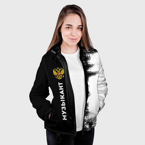Женская куртка Музыкант из России и герб РФ по-вертикали / 3D-Черный – фото 3