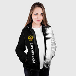 Куртка с капюшоном женская Музыкант из России и герб РФ по-вертикали, цвет: 3D-черный — фото 2
