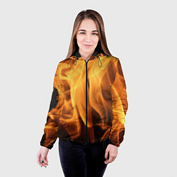 Куртка с капюшоном женская Языки пламень, цвет: 3D-черный — фото 2
