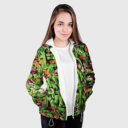 Куртка с капюшоном женская Оранжево-зелёное граффити, цвет: 3D-белый — фото 2
