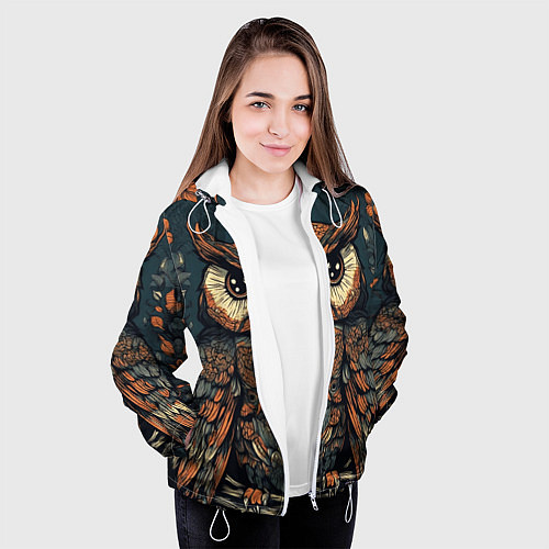 Женская куртка Сова с узорами / 3D-Белый – фото 3
