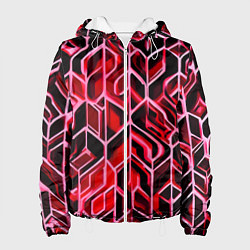 Куртка с капюшоном женская Красный узор, цвет: 3D-белый