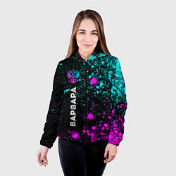 Куртка с капюшоном женская Варвара и неоновый герб России по-вертикали, цвет: 3D-черный — фото 2