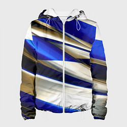 Куртка с капюшоном женская Blue white abstract, цвет: 3D-белый