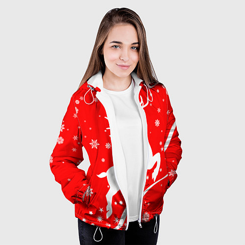 Женская куртка Christmas deer / 3D-Белый – фото 3