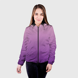 Куртка с капюшоном женская Нежный розовый и насыщенный малиновый градиент, цвет: 3D-черный — фото 2