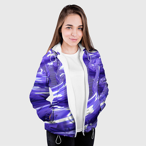 Женская куртка Фиолетовая вязкая абстракция / 3D-Белый – фото 3