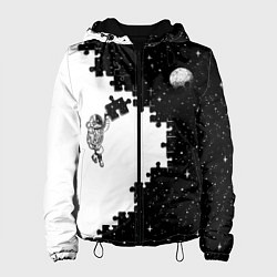 Куртка с капюшоном женская Космический пазл, цвет: 3D-черный