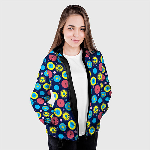 Женская куртка Геометрические узоры из кругов / 3D-Черный – фото 3